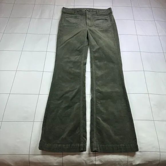 Anthropologie Pilcro Pants Womens 28 Green Moss Corduroy Trouser Bootcut Slim - Picture 2 of 15